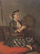Jean-Etienne Liotard Turkish Woman with a Tambourine (mk08) oil painting artist